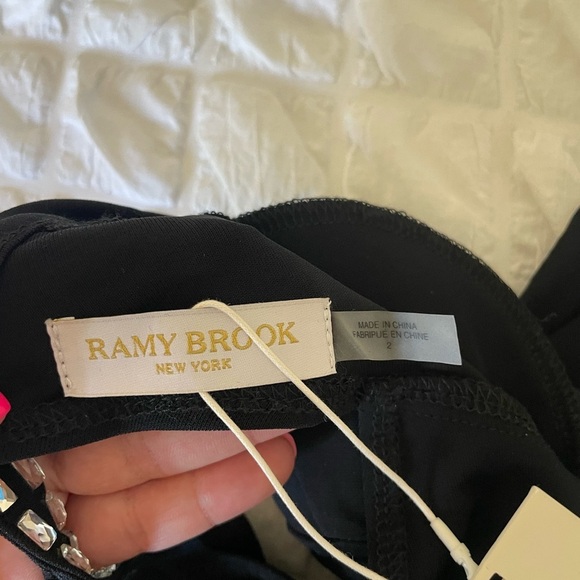 Ramy Brook Black Long Sleeve Alexi Dress with Embellished V-Neck - Picture 7 of 11